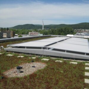 Flachdach von oben mit Ausblick